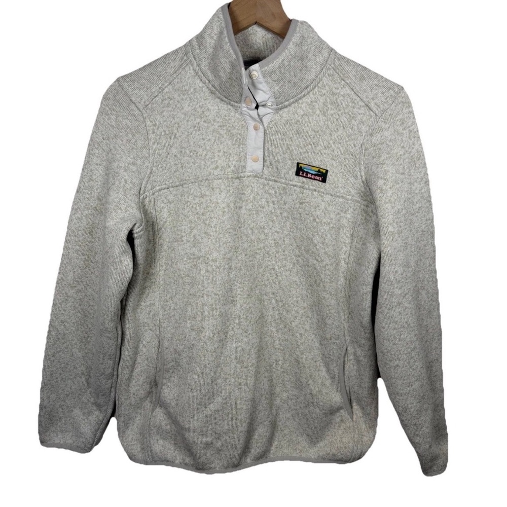 SOLD — LL Bean Quarter Snap Fleece Sweatshirt Mock Neck Cream Womens Size M